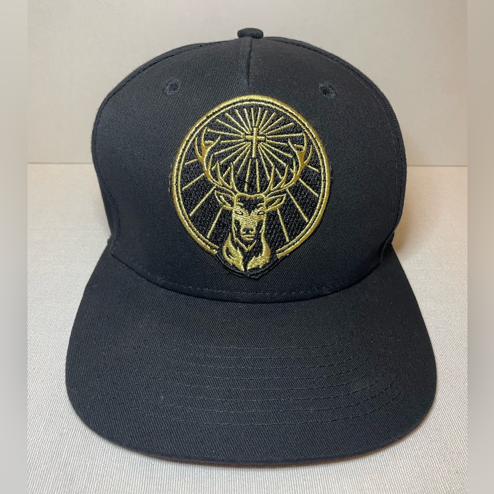 SnapBack Jaegermeister Black W/ GOLD DEER Logo Patch Baseball CAP HAT